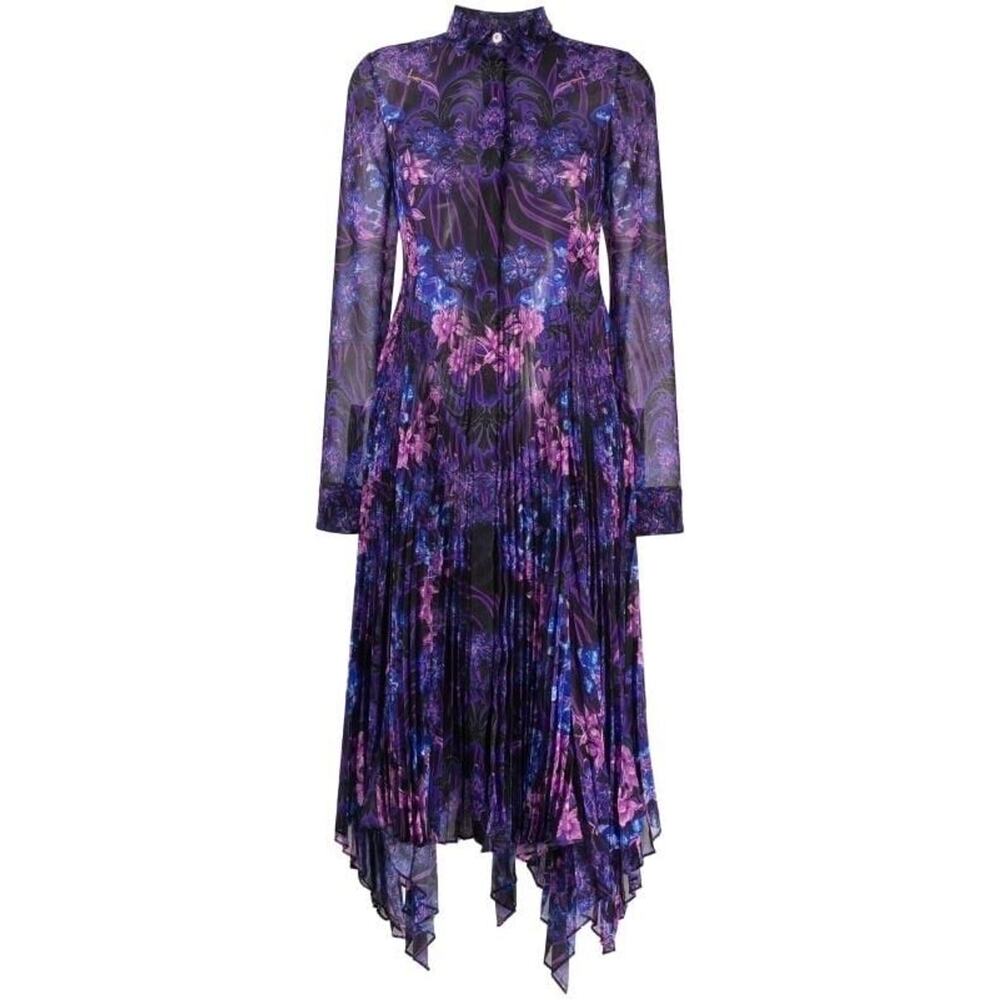 NWT Versace 38 US 2 Runway SS23 Plisse Dress All Over Orchid Purple $5,425